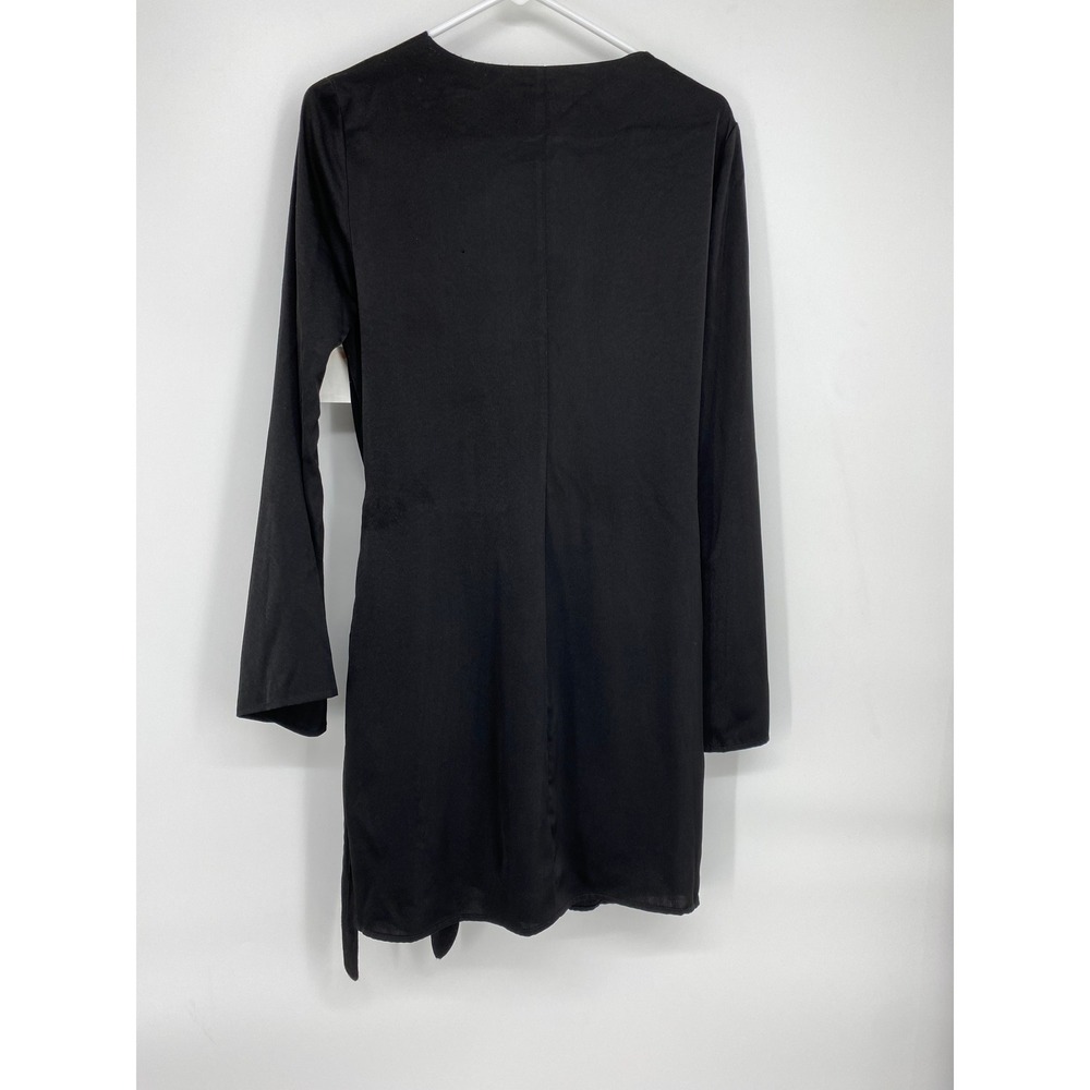 WAYF Wrap Dress Black Long Sleeve Tie Waist Mini‎ Dress Women's - Picture 2 of 8